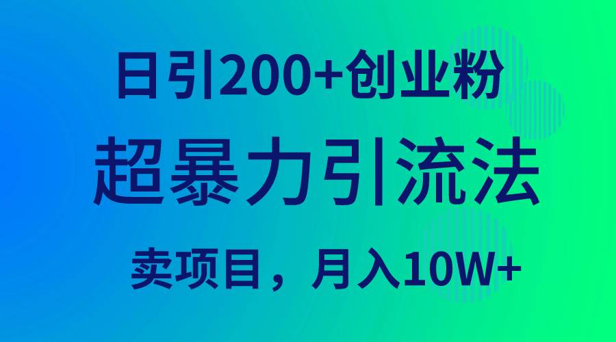 超暴力引流法，日引200+创业粉，卖项目月入10W+-天天有课网