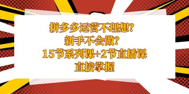 拼多多运营不理想？新手不会做？15节系列课+2节直播课，直接掌握-天天有课网