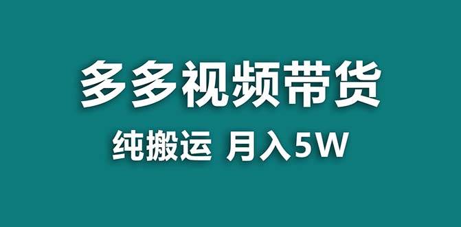 【蓝海项目】拼多多视频带货 纯搬运一个月搞了5w佣金，小白也能操作 送工具-天天有课网