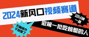 2024新风口视频赛道 做第一批吃螃蟹的人 10分钟一条原创视频 小白无脑操作1-天天有课网