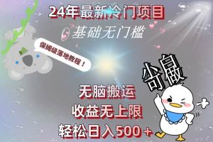 24年最新冷门项目，无脑搬运，收益无上限，轻松日入500＋，保姆级落地教程-天天有课网