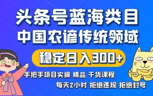 头条号蓝海类目传统和农谚领域实操精品课程拒绝违规封号稳定日入300+-天天有课网