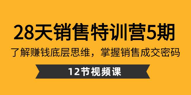 28天·销售特训营5期：了解赚钱底层思维，掌握销售成交密码（12节课）-天天有课网