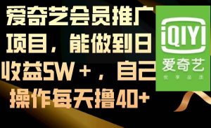 爱奇艺会员推广项目，能做到日收益5W＋，自己操作每天撸40+-天天有课网