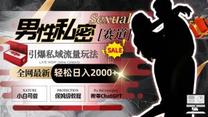 全网最新男性私密赛道玩法，引爆私域流量，轻松日入2000+-天天有课网
