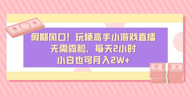 假期风口！玩梗高手小游戏直播，无需露脸，每天2小时，小白也可月入2W+-天天有课网