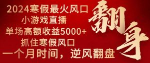 2024年最火寒假风口项目 小游戏直播 单场收益5000+抓住风口 一个月直接提车-天天有课网