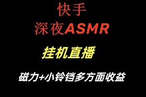 快手深夜ASMR挂机直播磁力+小铃铛多方面收益-天天有课网