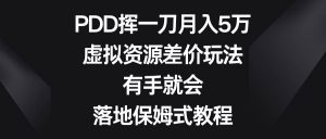 PDD挥一刀月入5万,虚拟资源差价玩法,有手就会,落地保姆式教程-天天有课网