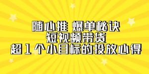 随心推 爆单秘诀,短视频带货-超1个小目标的投放心得(7节视频课)-天天有课网