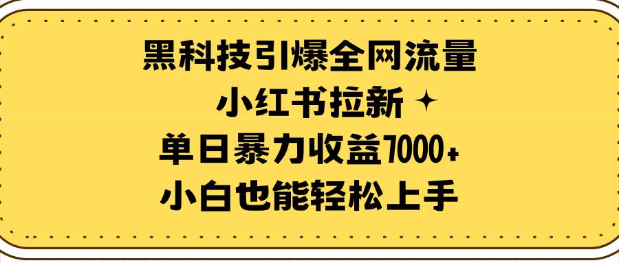 黑科技引爆全网流量小红书拉新，单日暴力收益7000+，小白也能轻松上手-天天有课网