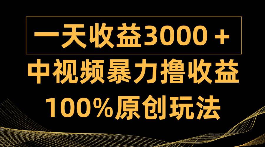 中视频暴力撸收益，日入3000＋，100%原创玩法，小白轻松上手多种变现方式-天天有课网