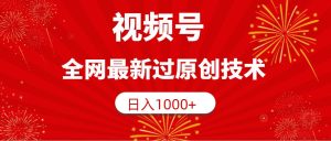 视频号，全网最新过原创技术，日入1000+-天天有课网