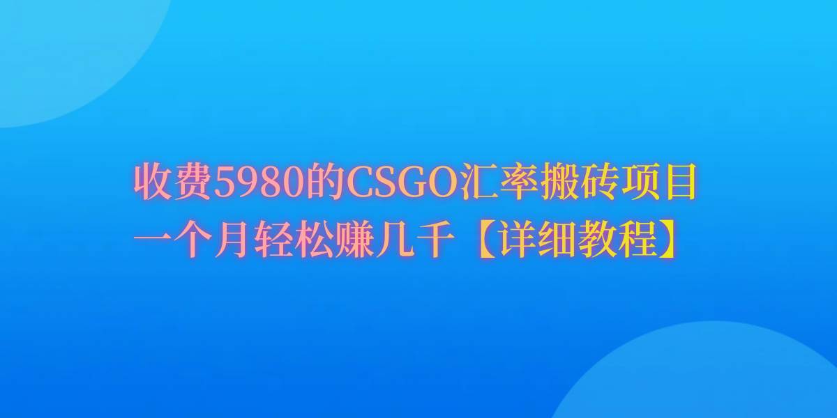 CSGO装备搬砖，月综合收益率高达60%，你也可以！-天天有课网
