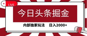 今日头条掘金，30秒一篇文章，内部独家玩法，日入2000+-天天有课网