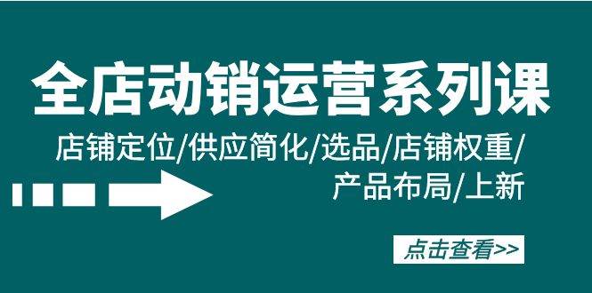 全店·动销运营系列课：店铺定位/供应简化/选品/店铺权重/产品布局/上新-天天有课网