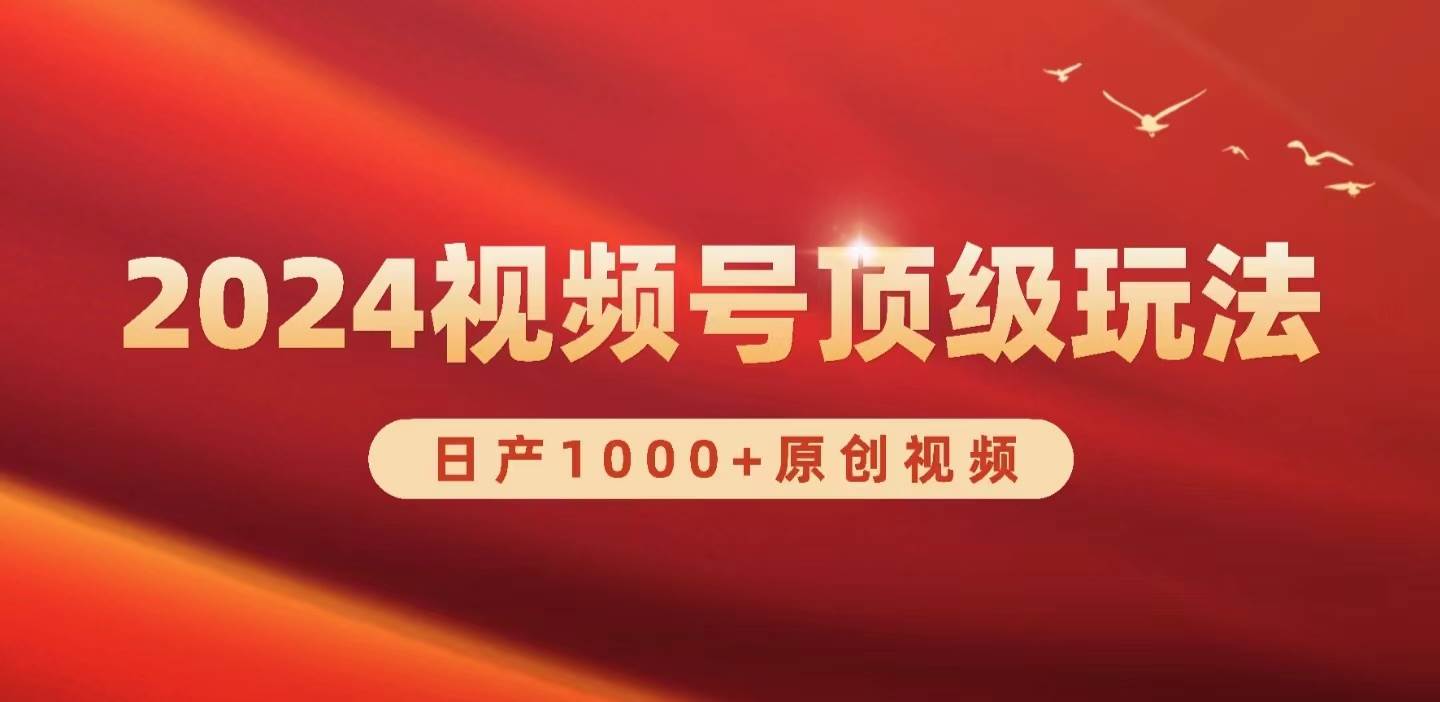 2024视频号新赛道，日产1000+原创视频，轻松实现日入3000+-天天有课网