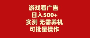 游戏看广告 无需养机 操作简单 没有成本 日入500+-天天有课网
