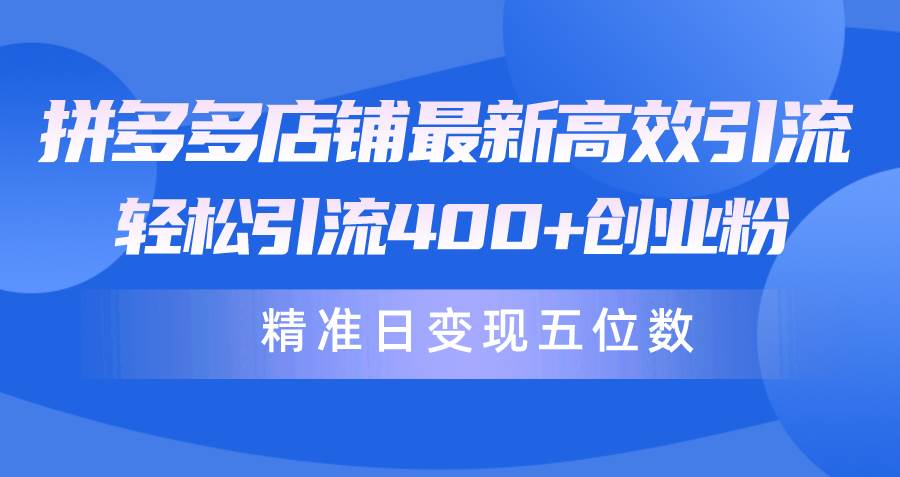 拼多多店铺最新高效引流术，轻松引流400+创业粉，精准日变现五位数！-天天有课网