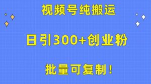 批量可复制!视频号纯搬运日引300+创业粉教程!-天天有课网