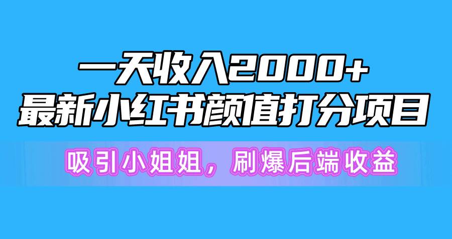 一天收入2000+，最新小红书颜值打分项目，吸引小姐姐，刷爆后端收益-天天有课网