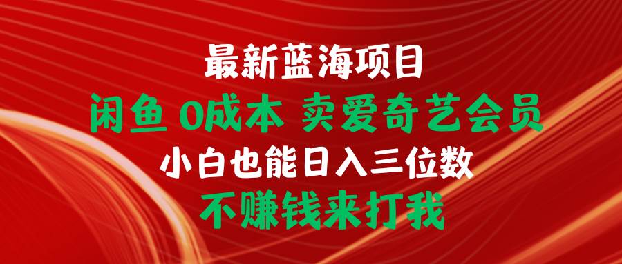 最新蓝海项目 闲鱼0成本 卖爱奇艺会员 小白也能入三位数 不赚钱来打我-天天有课网