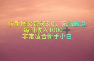快手视频图文并茂卖货3.0,没脑子运送,每日收益1000+,特别适合新手入门-天天有课网