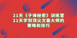 21天《子弹秘密》夏令营,21天学习到顶尖文案高手的思路与技巧-天天有课网