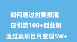 怎样通过付钱投流日引流方法100 自主创业粉月转现5W-天天有课网