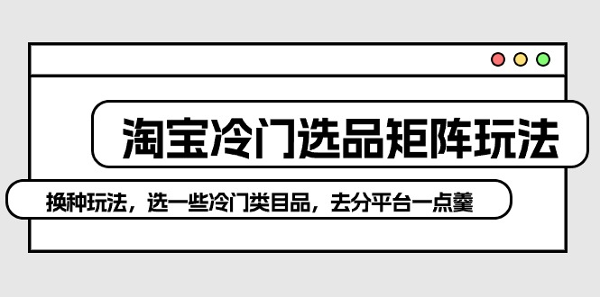 淘宝网小众选款引流矩阵游戏玩法：换个游戏玩法，选一些冷门类目品，去分服务平台一点羹-天天有课网
