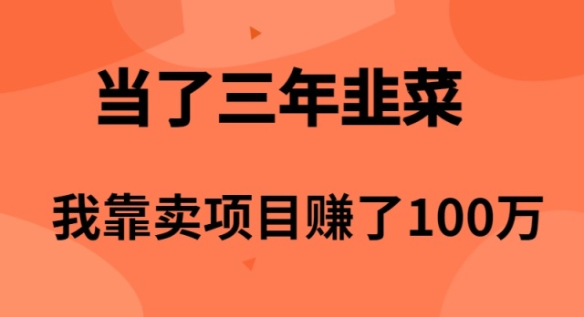 当上3年韭莱，卧槽卖项目挣了100万-天天有课网