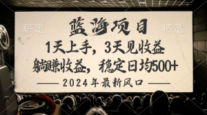 2024全新蓝海项目,躺着赚钱盈利,平稳日均盈利500-天天有课网