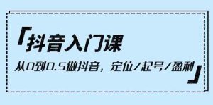 抖音入门课,从0到0.5做抖音,定位/起号/盈利-天天有课网