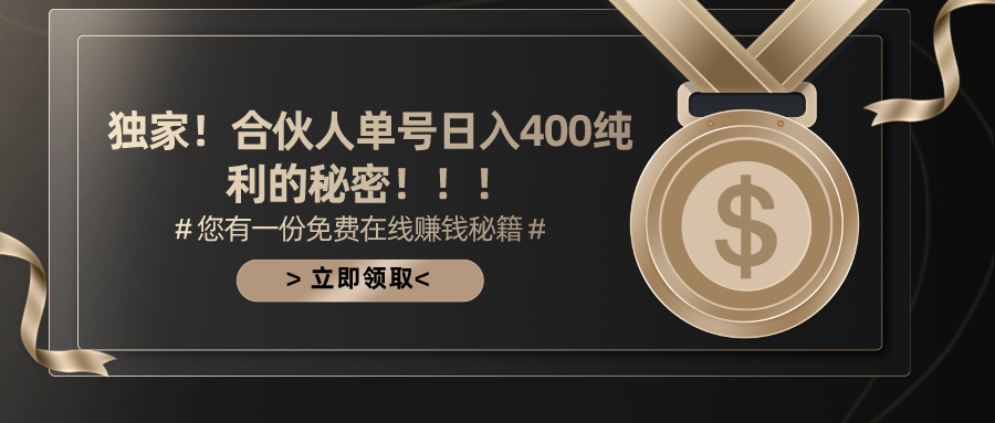 合作伙伴广告宣传撸金全新游戏玩法，每日运单号400净利-天天有课网