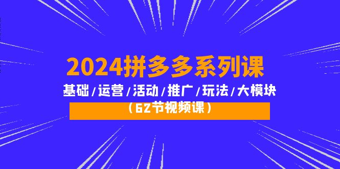 2024拼多多平台系列产品课：基本/经营/主题活动/营销推广/游戏玩法/大控制模块-天天有课网