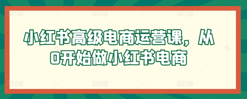 小红书的高端网店运营课，从0开始做起小红书电商-天天有课网