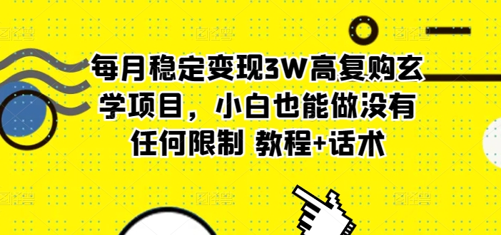 每月平稳转现3W高回购风水玄学新项目，新手也可以做没有任何限制 实例教程 销售话术-天天有课网