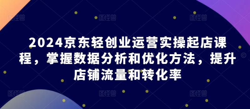 2024京东轻创业运营实操起店课程，掌握数据分析和优化方法，提升店铺流量和转化率-天天有课网