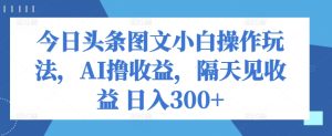 今日今日头条图文并茂新手实际操作游戏玩法,AI撸盈利,第二天见盈利 日入300-天天有课网