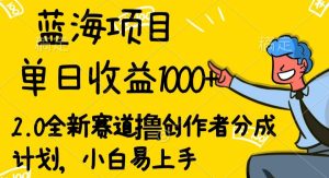 蓝海项目单日盈利1000 ,2.0全新生态撸原创者分为方案,新手上手快-天天有课网