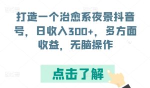打造一个治愈系动漫城市夜景抖音帐号，日收益300 ，各个方面盈利，没脑子实际操作【揭密】-天天有课网