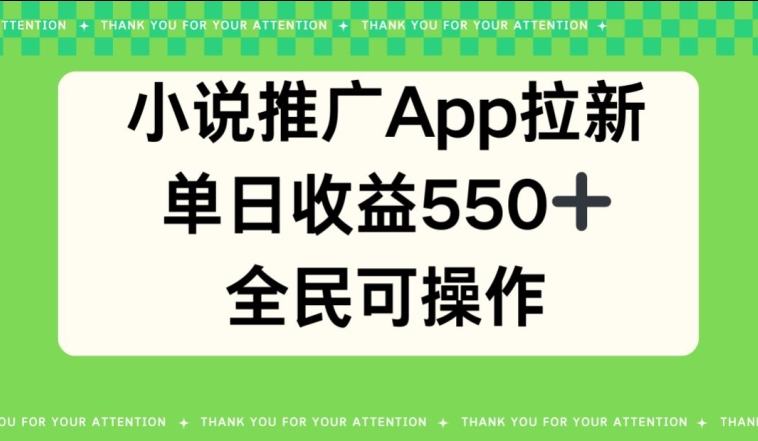 小说推广APP拉新，单日收益550，全民可操作-天天有课网