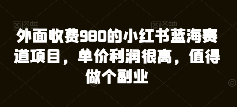 外边收费标准980的小红书瀚海跑道新项目，价格盈利非常高，值得坚持个第二职业-天天有课网