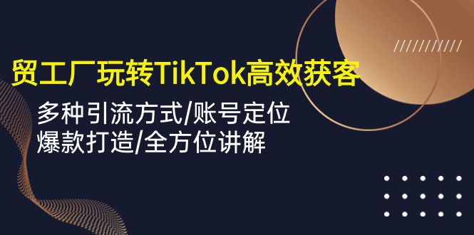 外贸工厂轻松玩TikTok高效率拓客，多种多样推广方式/内容创作/爆款打造/多方位解读-天天有课网