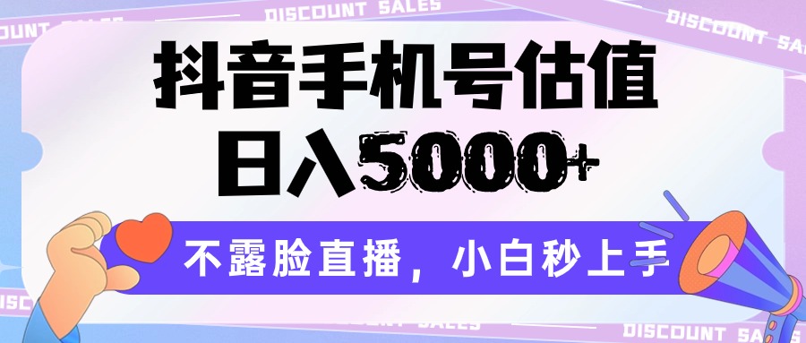 抖音手机号公司估值，日入5000 ，不露脸直播，新手秒入门-天天有课网