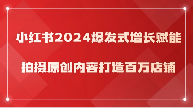 小红书的2024井喷式增长创变，拍照优质内容打造出上百万店面！-天天有课网