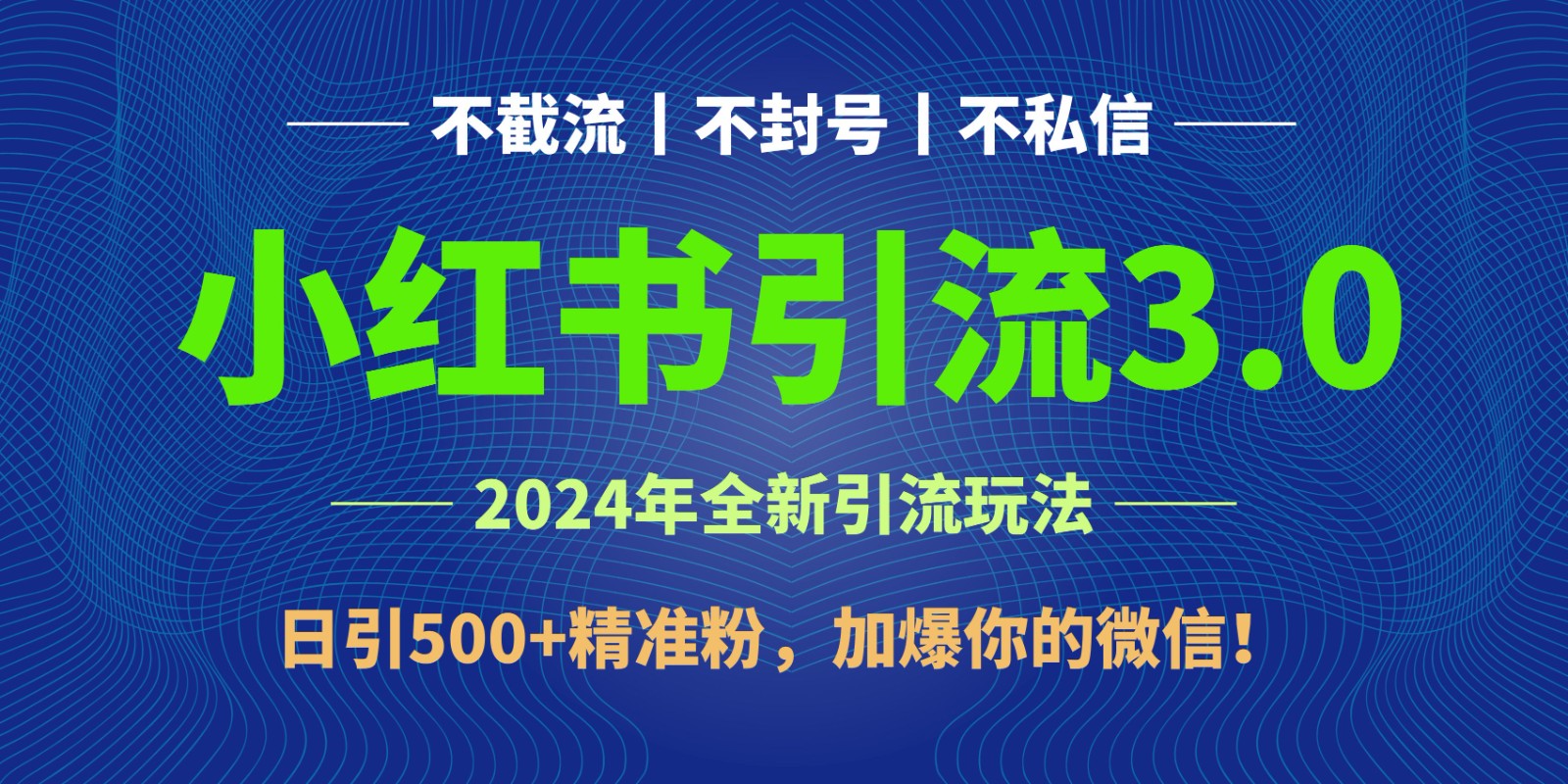 2024年4月最新小红书引流3.0玩法，日引500+精准粉，加爆你的微信！-天天有课网