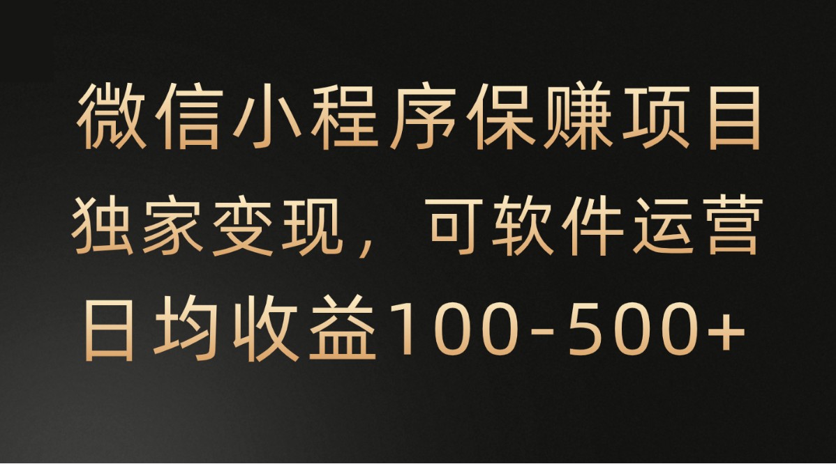 微信小程序，腾讯保赚项目，可软件自动运营，日均100-500+收益有保障-天天有课网