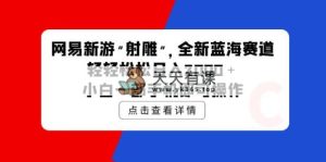 网易新手游 射雕 全新升级瀚海跑道，轻轻松松日入2000＋小白一手机即可操作-天天有课网