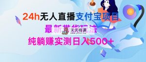 24h无人直播支付宝钱包新项目，全新卖货游戏玩法，纯躺着赚钱评测日入500-天天有课网